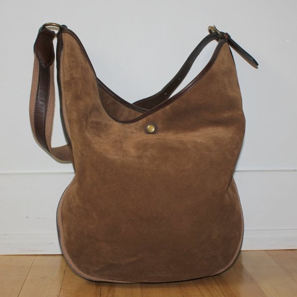 MASSIMO DUTTI Brown Suede Leather Large Shoulder Bag Hobo - Picture 2 of 6